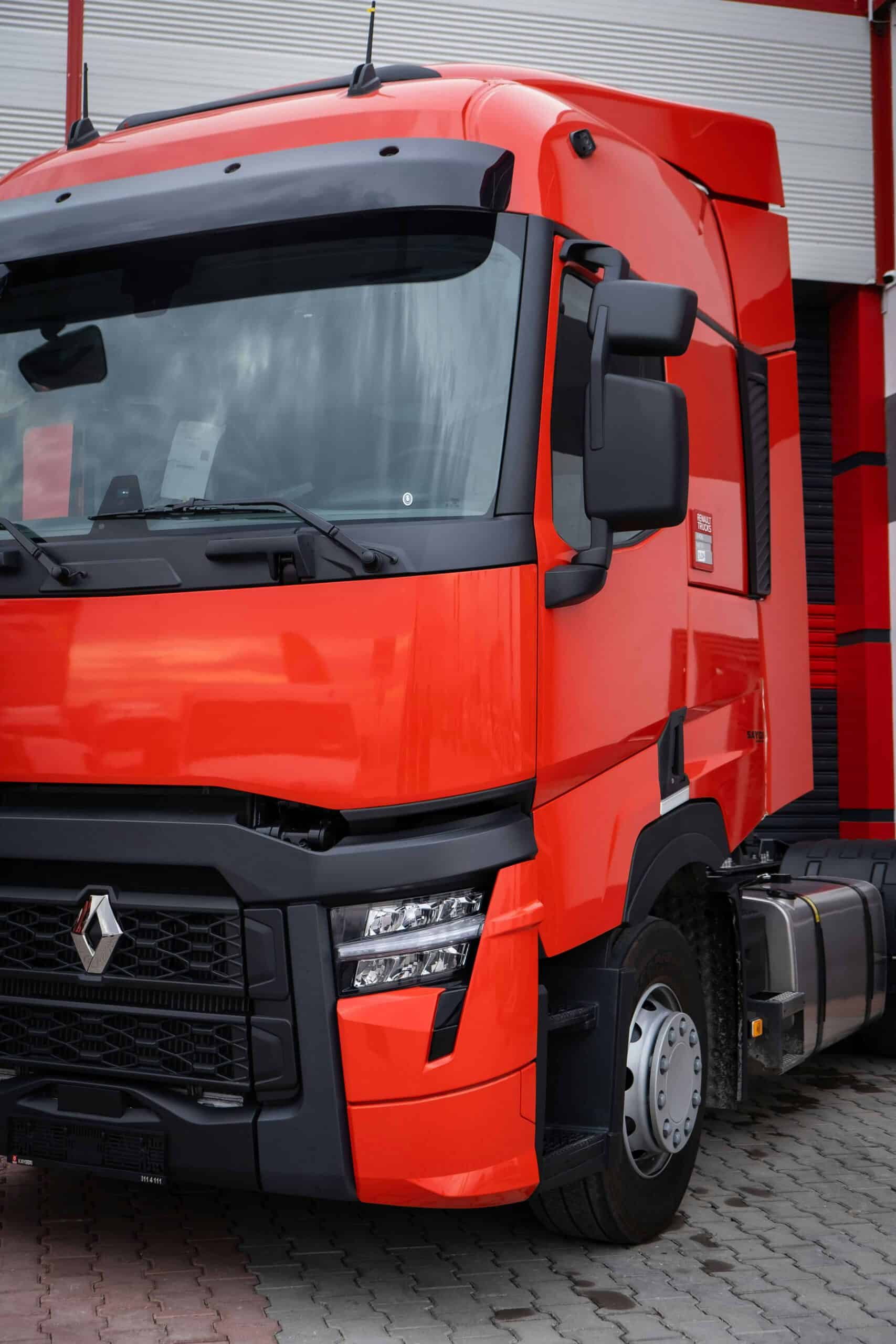 red-commercial-vehicle image of a red commercial vehicle